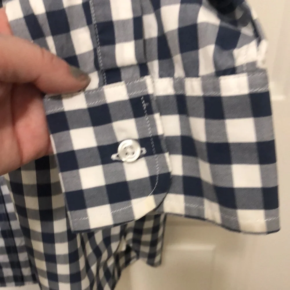 J Crew Buffalo Check Blue White Button Down Shirt Mens 16 - 16.5